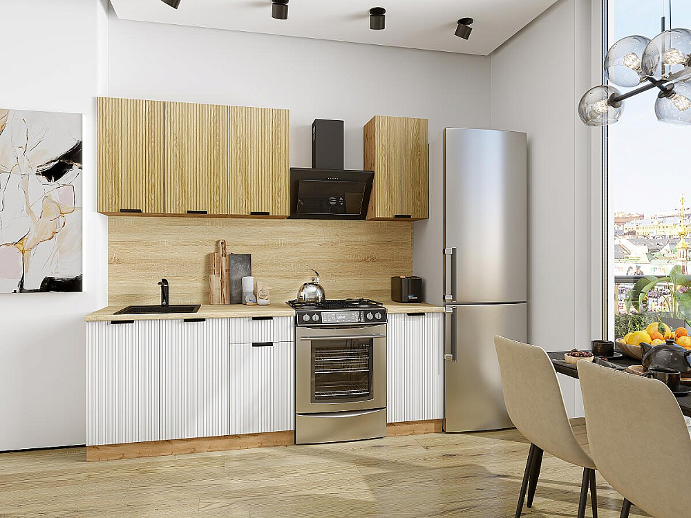 Евро Лайн-06 Дуб Вотан/Дуб песочный/Белый